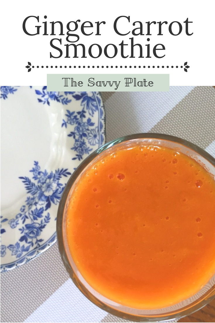 A fresh and bright smoothie with spicy ginger and lots of veggie power from the carrots!